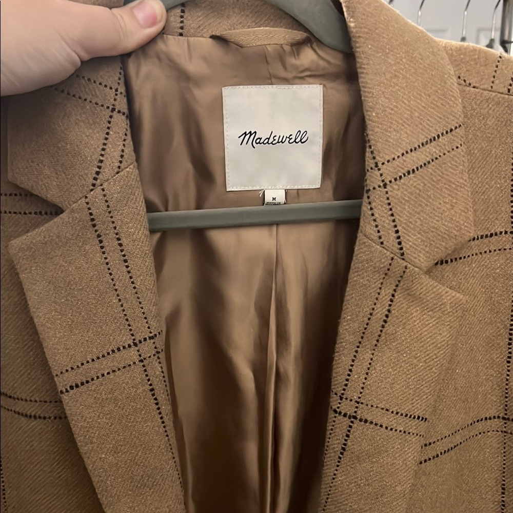 Madewell Camel Checkered Blazer